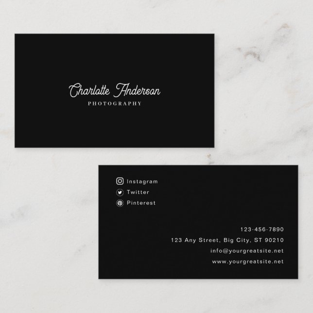 Einfache Schwarz-Weiß-Fotografie mit eigener Marke Visitenkarte (Vorne/Hinten)