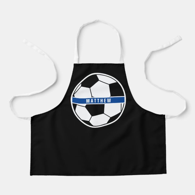 Einfache Schwarz-Weiß-Fußball-Monogramm Schürze (Vorderseite)