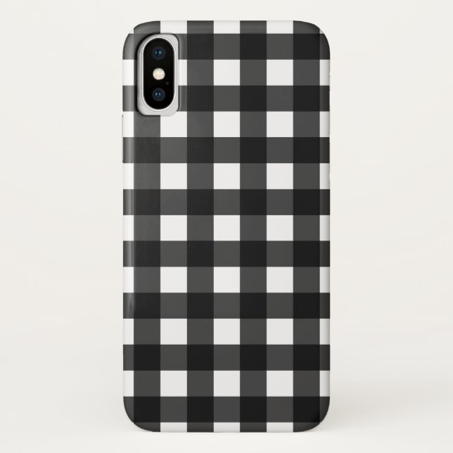 Einfache Schwarz-Weiß-Gingham Case-Mate iPhone Hülle (Rückseite)
