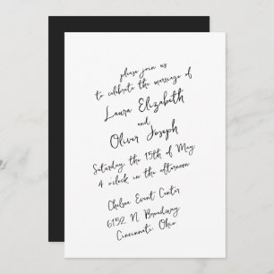 Einfache Schwarz-Weiß-Handschrift für Hochzeit Einladung