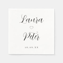 Einfache Schwarz-Weiß-Heart-Hochzeit Serviette