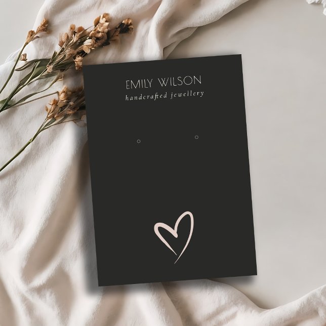 Einfache Schwarz-Weiß-Herzstich-Anzeige Visitenkarte (Von Creator hochgeladen)