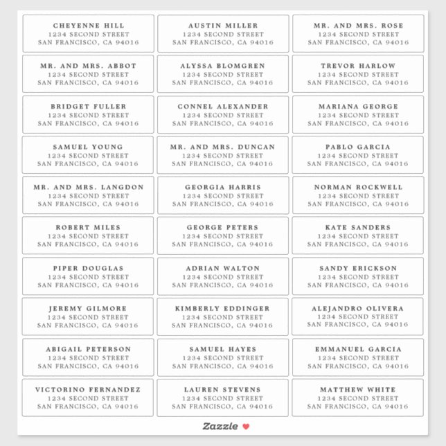 Einfache Schwarz-Weiß-Hochzeit Aufkleber (Blatt)