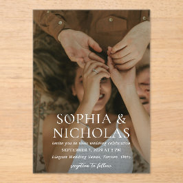 Einfache Schwarz-Weiß-Hochzeit des modernen Fotos Acryleinladungen