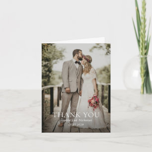 Einfache Schwarz-Weiß-Hochzeit des modernen Fotos Dankeskarte