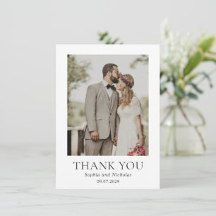 Einfache Schwarz-Weiß-Hochzeit des modernen Fotos Dankeskarte
