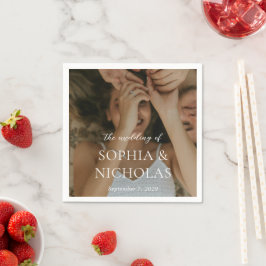 Einfache Schwarz-Weiß-Hochzeit des modernen Fotos Serviette