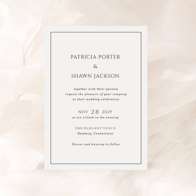 Einfache Schwarz-Weiß-Hochzeit Einladung (Von Creator hochgeladen)