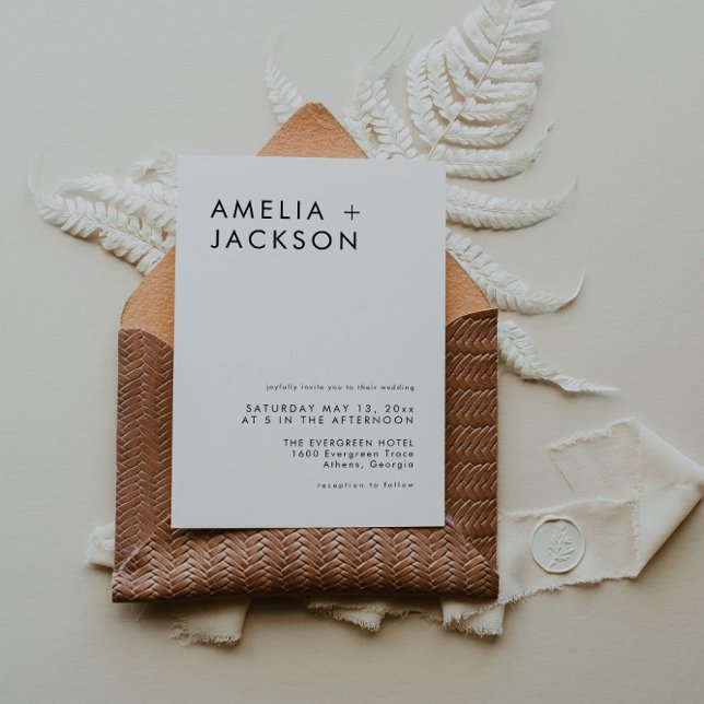 Einfache Schwarz-Weiß-Hochzeit Einladung (Von Creator hochgeladen)