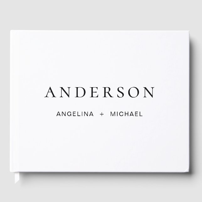 Einfache Schwarz-Weiß-Hochzeit im eleganten Foto Gästebuch (Vorderseite)