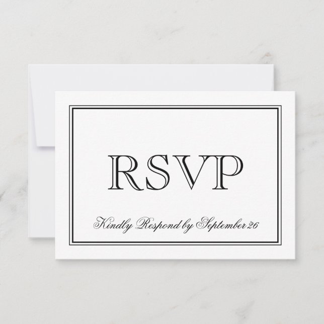 Einfache Schwarz-Weiß-Hochzeit RSVP Karte (Vorderseite)