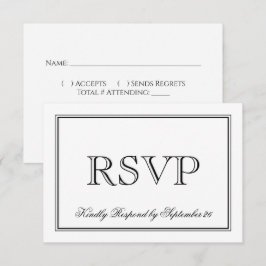 Einfache Schwarz-Weiß-Hochzeit RSVP Karte
