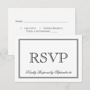 Einfache Schwarz-Weiß-Hochzeit RSVP Karte