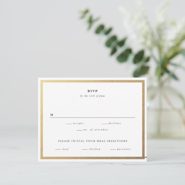 Einfache Schwarz-Weiß-Hochzeit RSVP Karte (Stehend Vorderseite)