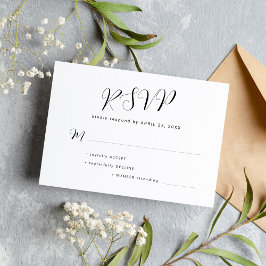 Einfache Schwarz-Weiß-Hochzeit RSVP Karte
