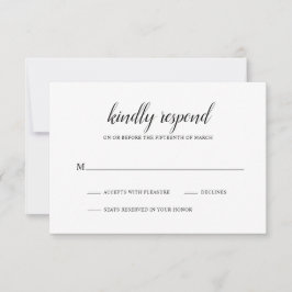 Einfache Schwarz-Weiß-Hochzeit RSVP Karte