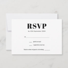 Einfache Schwarz-Weiß-Hochzeit RSVP Karte