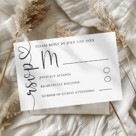Einfache Schwarz-Weiß-Hochzeit-RSVP RSVP Karte