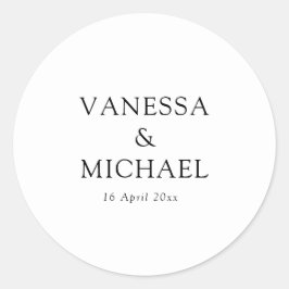 Einfache Schwarz-Weiß-Hochzeit Runder Aufkleber