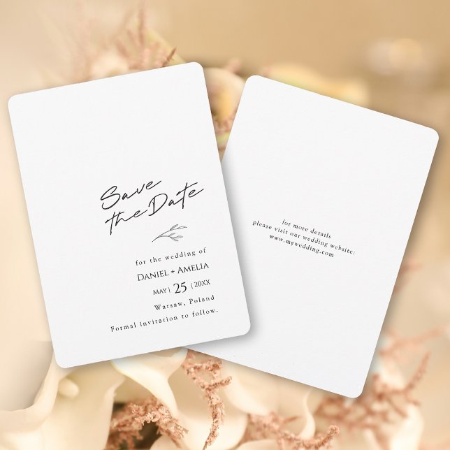 Einfache Schwarz-Weiß-Hochzeit speichern Sie die D Save The Date (Simple Black and White Wedding Save The Date Card)