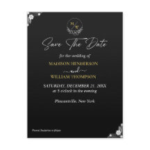 Einfache Schwarz-Weiß-Hochzeit speichert das Datum