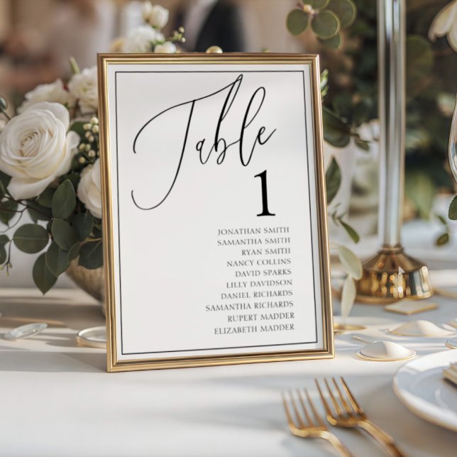 Einfache Schwarz-Weiß-Hochzeit-Tischnummer Tischnummer (Von Creator hochgeladen)