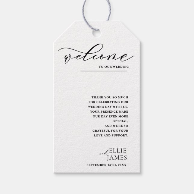 Einfache Schwarz-Weiß-Hochzeit Vielen Dank Geschenkanhänger (Vorderseite)