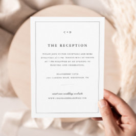 Einfache Schwarz-Weiß-Hochzeitsmonogramm-Empfang Begleitkarte