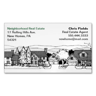 Einfache Schwarz-Weiß-Illustration von Zuhause Magnetische Visitenkarte