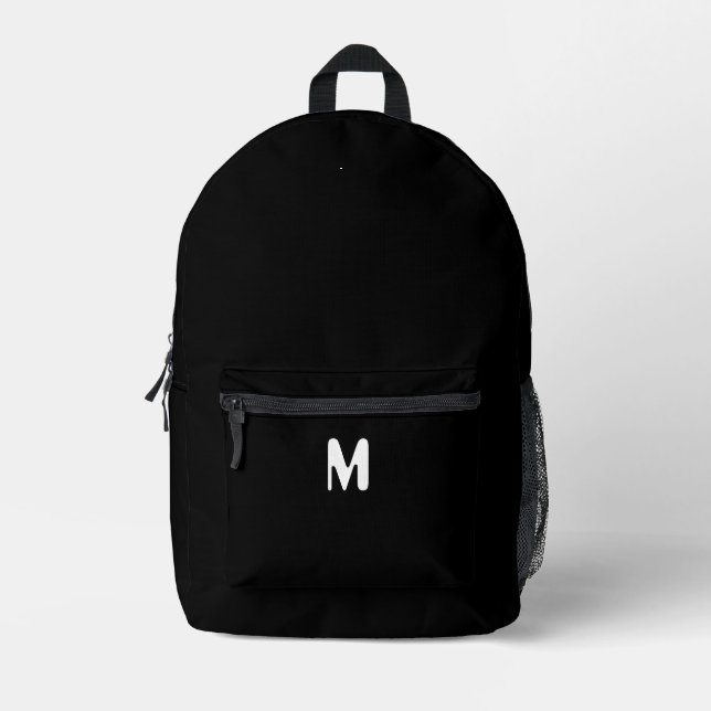 Einfache Schwarz-Weiß-Initial Bedruckter Rucksack (Vorderseite)