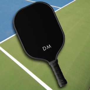 Einfache Schwarz-Weiß-Initialen Elegant Moderne Pickleball Schläger