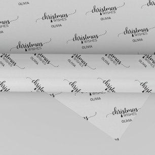 Einfache Schwarz-Weiß-Kalligrafie Weihnachten Geschenkpapier