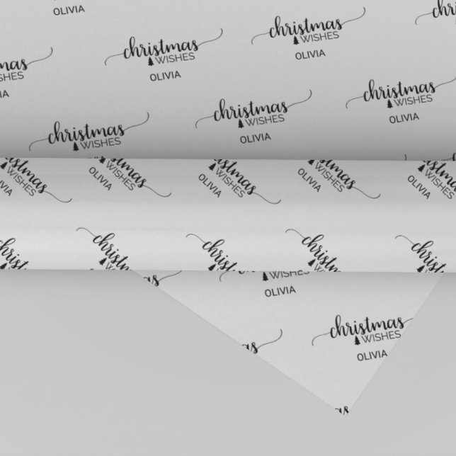 Einfache Schwarz-Weiß-Kalligrafie Weihnachten Geschenkpapier (Von Creator hochgeladen)