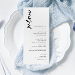 Einfache Schwarz-Weiß-Karten für Hochzeiten Menükarte<br><div class="desc">Einfache Karten mit Minimalistischem Hochzeitmenü für Schwarz und Weiß | Moderne Speisekarte,  Abendmenü für Hochzeiten,  rustikales Buffet zum Hochzeitsessen und Getränkekarte,  einfache kalligraphische rustikale Hochzeitsmenüs,  rustikales Hochzeitsmenü,  Menü für Hochzeitstische</div>