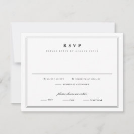 Einfache Schwarz-Weiß-Klassik-Hochzeit RSVP Karte