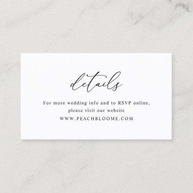 Einfache Schwarz-Weiß-Kleine Hochzeitskarte Visitenkarte (Vorderseite)