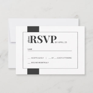 Einfache Schwarz-Weiß kühnen minimale Hochzeit RSV RSVP Karte