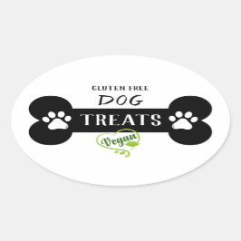 Einfache Schwarz-Weiß-Leckerei für Vegane Hunde Ovaler Aufkleber