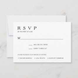 Einfache Schwarz-Weiß-Mahlzeiten Moderne Hochzeite RSVP Karte