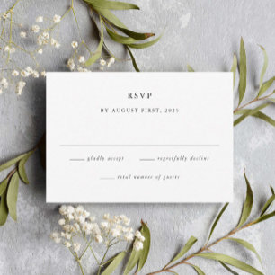 Einfache Schwarz-Weiß-Minimal-Hochzeit RSVP Karte