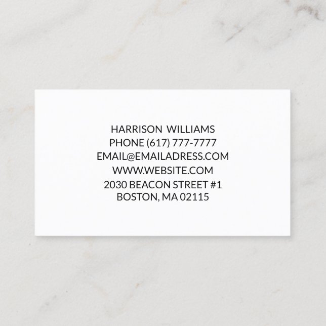 Einfache Schwarz-weiß-minimalistische Typografie Visitenkarte (Rückseite)