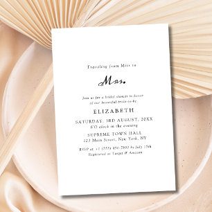 Einfache Schwarz-Weiß-Miss an Frau Brautparty Einladung