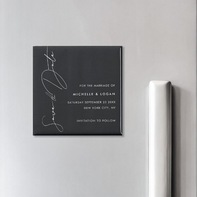 Einfache Schwarz-Weiß-Moderne handgeschriebene Skr Magnet (Von Creator hochgeladen)