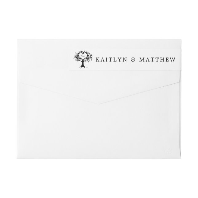 Einfache Schwarz-Weiß-Monogram-Herz-Hochzeit (Rückseite)