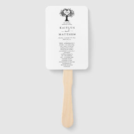 Einfache Schwarz-Weiß-Monogram-Herz-Hochzeit Fächer