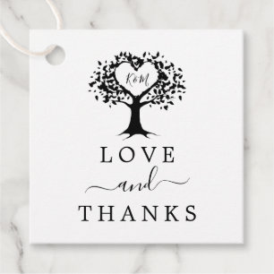 Einfache Schwarz-Weiß-Monogram-Herz-Hochzeit Geschenkanhänger