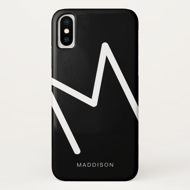 Einfache Schwarz-Weiß-Monogramm-Abstrakte Paste Case-Mate iPhone Hülle (Rückseite)
