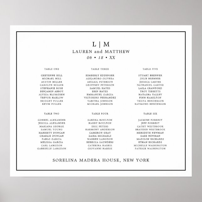 Einfache Schwarz-Weiß-Monogramm-Elegante Hochzeit Poster (Vorne)