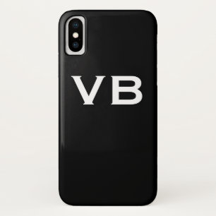 Einfache Schwarz-Weiß-Monogramm-Initialen iPhone X Hülle