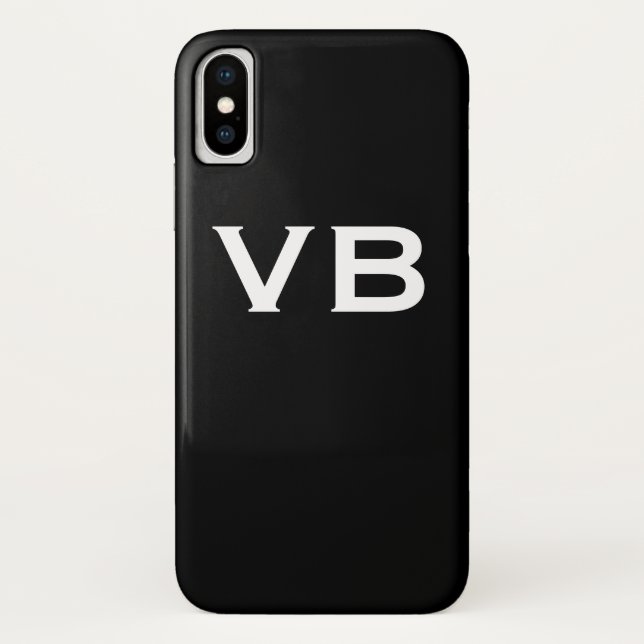 Einfache Schwarz-Weiß-Monogramm-Initialen Case-Mate iPhone Hülle (Rückseite)